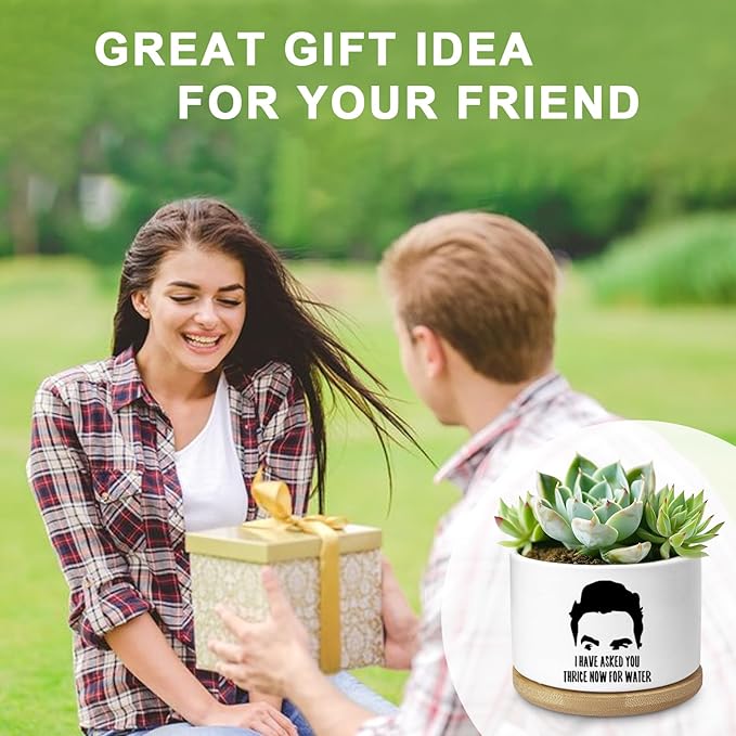 Funny Succulent Planter, Flower Cactus Plant Pot for Indoor Plants, Fun Planter Pots with Drainage and Tray, Office Home Windowsill Decor Planter Gift for Coworker Men (No Plants)