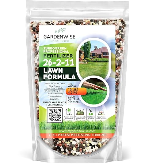 TurboGreen: Premium Lawn Fertilizer with Iron - Advanced Nitrogen & Iron-Rich Formula for Lush Growth | Eco-Friendly Grass Fertilizer for Spring & All Seasons | Slow-Release (10 QUARTS)