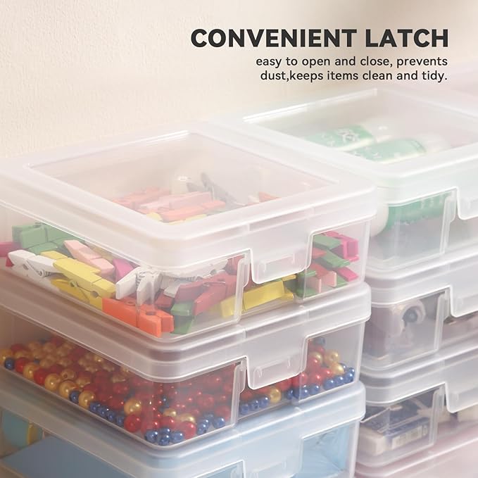 novelinks 18 Pack Small Plastic Storage Containers Clear Arts & Crafts Storage Boxes & Organizers Stackable Small Containers With Lids For Organizin (Set 1)