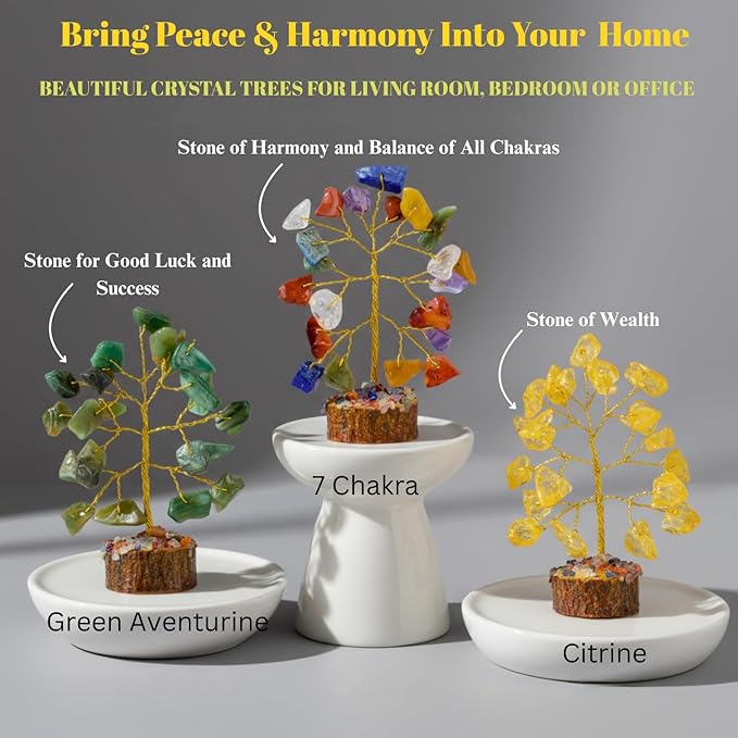 Chakra Tree of Life Gift Sets Crystal Tree Set of 12 Unique Birthday Gifts for Women, Sister, Mom, Home Office Decor, Shelf Desk Decoration for Positive Energy, Bring Good Luck, Money, Reiki Healing