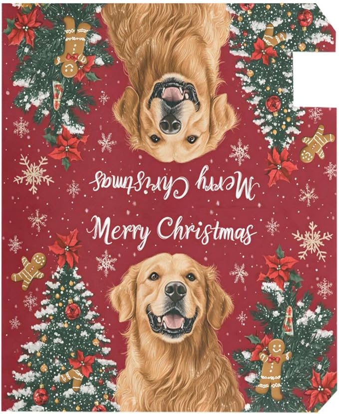 ALAZA Merry Christmas Golden Retriever Dog08 Magnetic Mailbox Cover MailWraps Garden Yard Home Decor for Outside Oversized-25.5" x20.8"