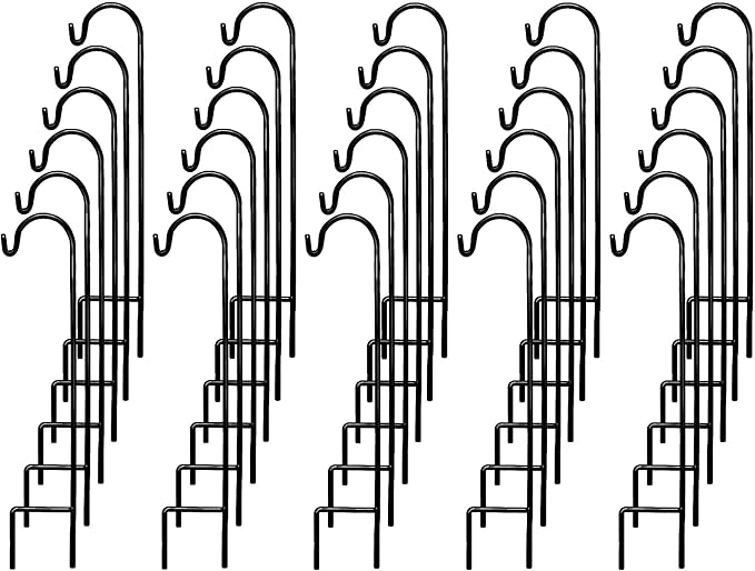 Ashman Shepherd's Hooks 35 Inch (30 Per Pack), Black, Made of Premium Metal for Hanging Solar Lights, Bird Feeders, Mason Jars, Christmas Lights, Lanterns, Garden Stakes and Wedding Décor.