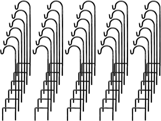 Ashman Shepherd's Hooks 35 Inch (30 Per Pack), Black, Made of Premium Metal for Hanging Solar Lights, Bird Feeders, Mason Jars, Christmas Lights, Lanterns, Garden Stakes and Wedding Décor.