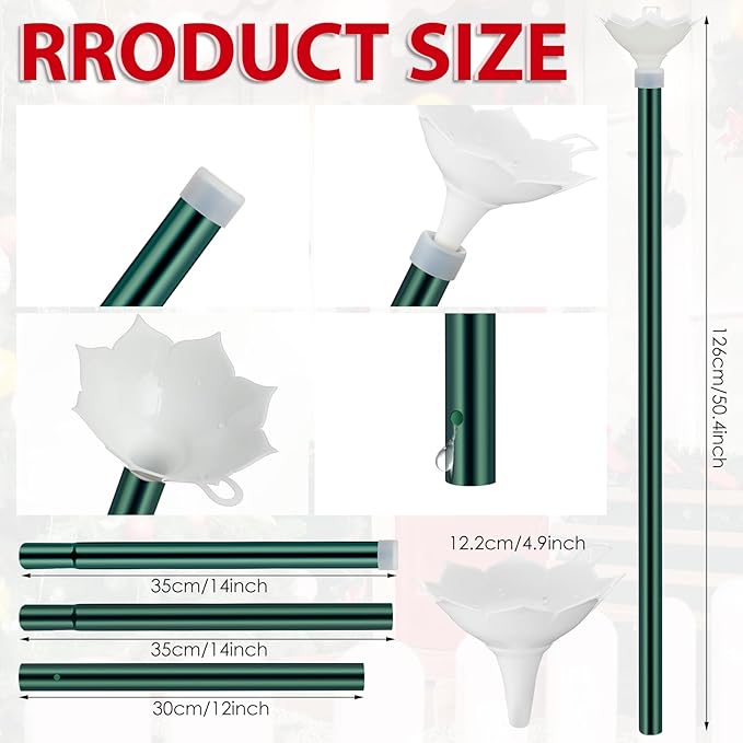 Tioncy Christmas Tree Watering System with Poinsettia Wide Opening Design Stainless Steel Christmas Tree Watering Funnel with Long Funnel Spout for Indoor and Outdoor Trees(White)