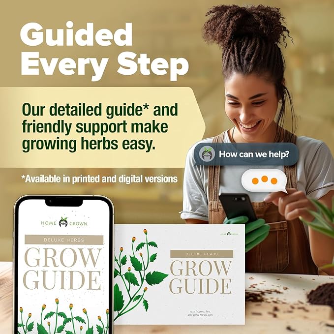 HOME GROWN Gift Herb Kit – 8 Herb Seeds Set with Basil, Cilantro, Mint & More, Complete Indoor Grow Kit for Kitchen, Gardening Gifts for Women & Men, Ideal for Cooking & Home Décor