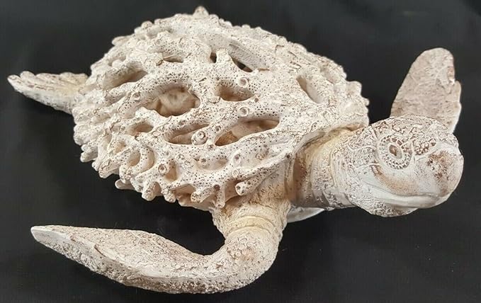 Coral Reef Sea Turtle Statue Beach Decorations for The Home Coastal Collection White 13 in x 11 in