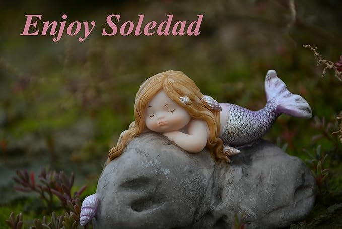 Miniature Garden Mermaid Fairy Figurine- Listening Mermaid on Reef Statue