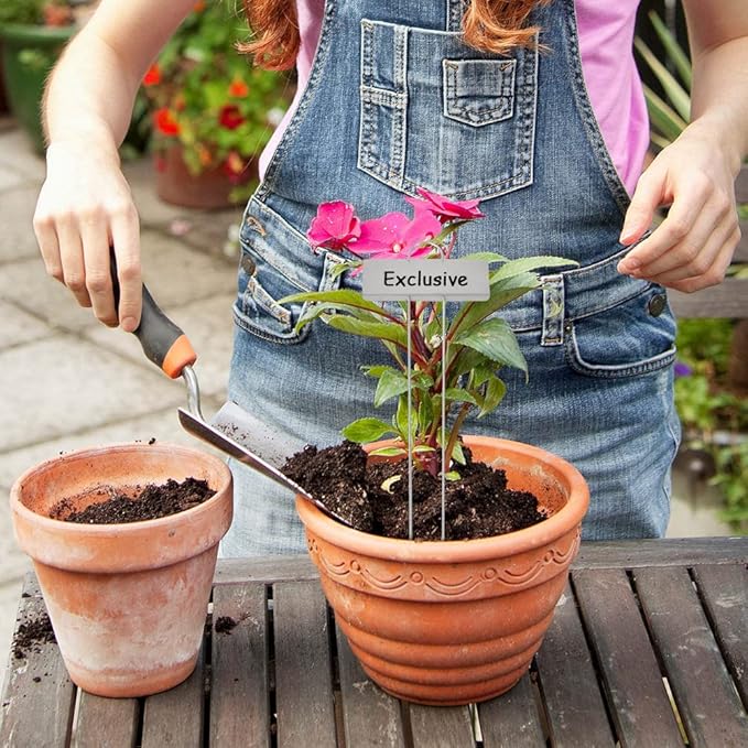 25Pack Metal Plant Labels, Weatherproof Garden Markers with a Pen, Reusable Outdoor Garden Markers Tags for Plants Vegetables Herb Seedlings Flowers Height 10.7 Inch, Label Area 3.5'' x 1.4''