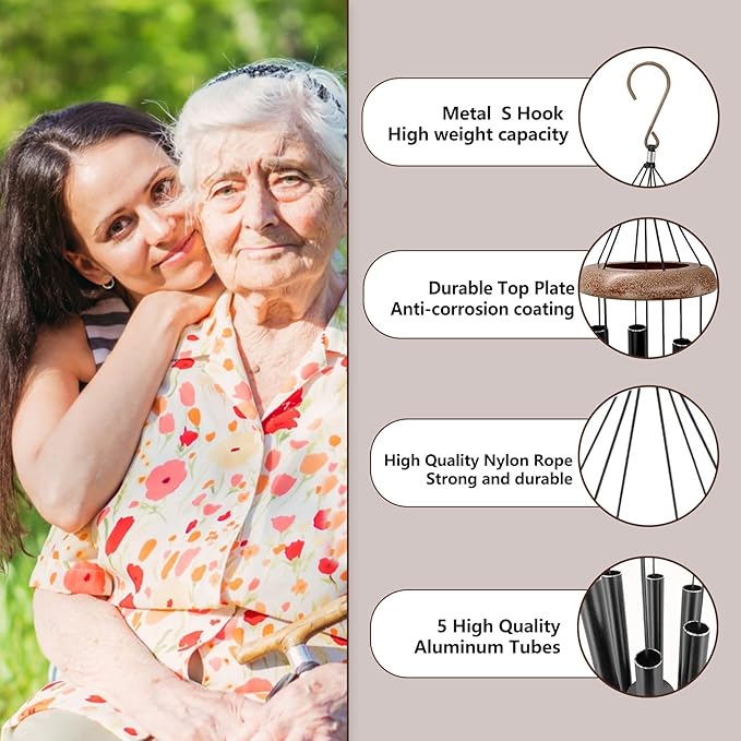 ASTARIN Personalized Name 35" Memorial Wind Chimes, Metal Sympathy Gifts for Loss of Mother Father Loved One, Bereavement Wind Chime in Memory Gift, Decor Outdoor Garden Patio