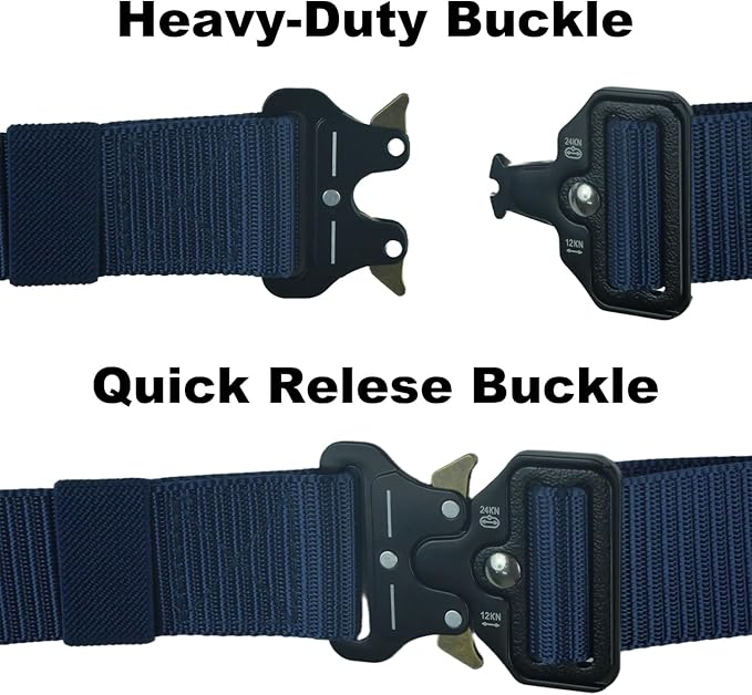 Tactical Belt, Military Hiking Rigger 1.5" Nylon Web Work Belt with Heavy Duty Quick Release Metal Buckle