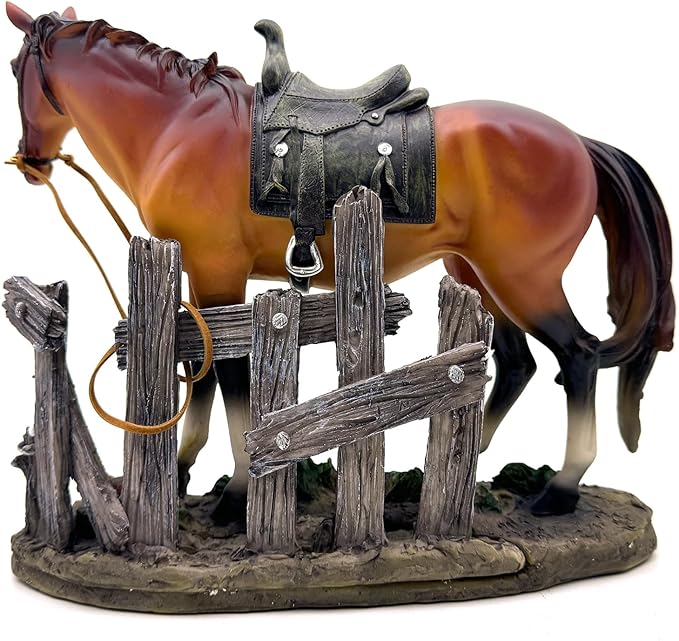 10 INCH Horse Statue Figurine Sculpture Resin Collectible Gifts for Horse Lover Office Home Decor Desk Accessories Decoration Garden Figurines Outdoor Decor (Brown)