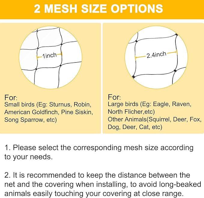 Bird Netting 50'x50' with 1" Square Mesh Bird Net Garden Nettings for Chicken Coop Roof, Poultry Netting Heavy Duty Nylon Net Aviary Nettings Deer Fence Hawk nets for Chicken Run