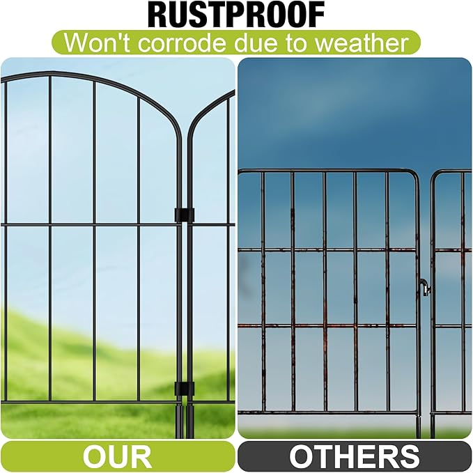 Decorative Garden Fence 24in (H) x 27.2ft (L), 26 Panels No Dig Garden Fencing Animal Barrier for Dogs Rabbits Arched Flower Bed Edging, Metal Wire Border Panel for Outdoor Patio Yard Decor