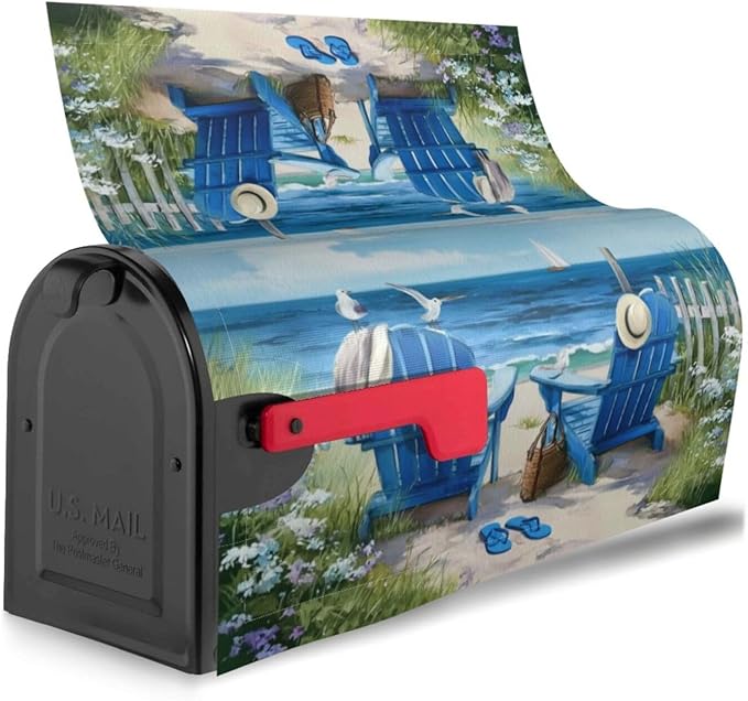 Spring Summer Beach Mailbox Covers Magnetic Letterbox Covers 21x18 Inch for Garden Outdoor Decoration