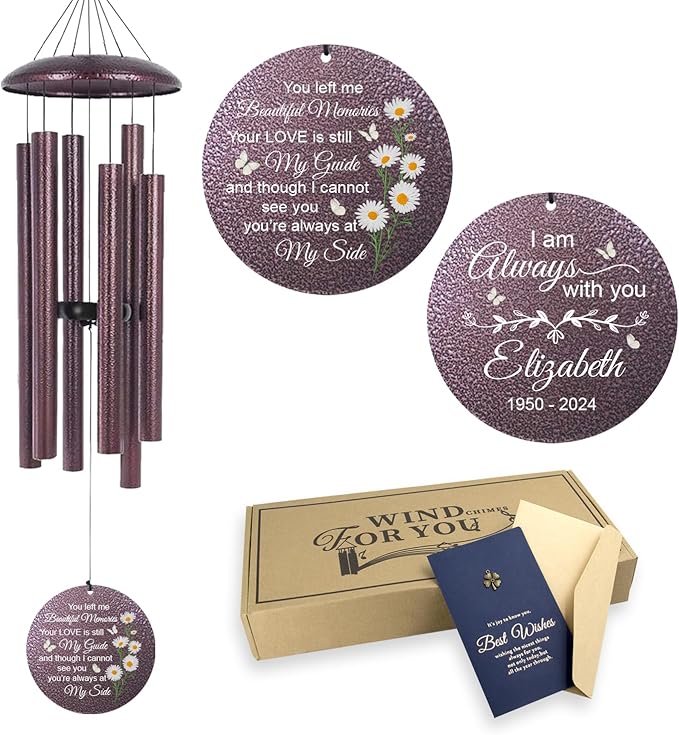 ASTARIN Personalized Memorial Wind Chime for Loss of Loved One 30/36/42 inch, Sympathy Deep Tone Wind Chimes for Mom Dad/Mother Father, Remembrance Gifts for Grief Condolence Funeral, Bereavement 14