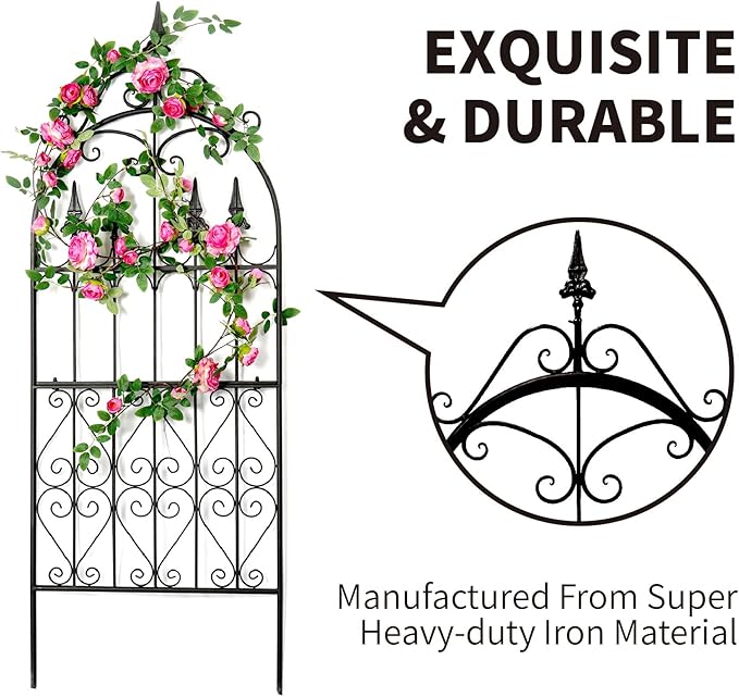 Trellis 60” x 21.7” for Climbing Plants 5FT Metal Iron Wire Vine Flower Trellises for Outdoor Climbing Plants Support