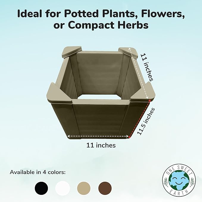 Raised Garden Bed - 1x1 ft Planter Box - Weathered Wood HDPE - No Tools Needed - DIY Kit for Urban Gardening, Flowers, Herbs & Vegetables - Made in The USA - 2 Pack