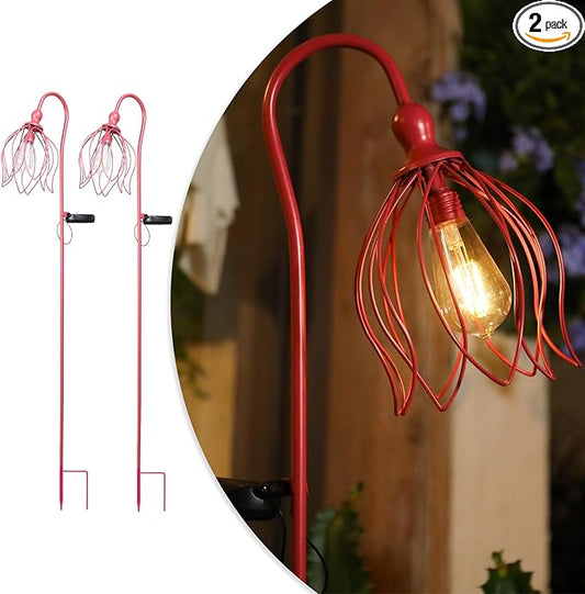 Solar Lights Outdoor Decorative Solar Wire Metal Flower Yard Stake Decorative Path Light for Walkway Pathway Lawn Patio Yard Decorations Pink 2 Pack