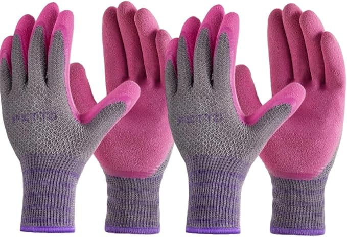 6 Pairs Gardening gloves for women ladies, Garden gloves with rubber coating, Work gloves for Weeding, Digging, Raking, Pruning Flower Rose (Small/7)