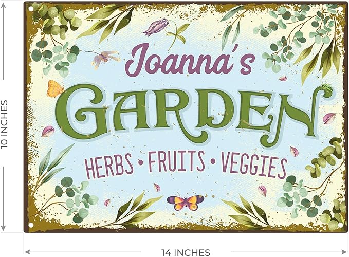 Custom Garden Sign, Christmas Present, Personalized Name for Vegetable Patch and Backyard Décor Sign, 10x14 Inches, Rust Free .040 Aluminum, Fade Resistant, Made in USA by Sigo Signs