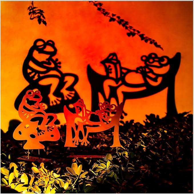Frog Metal Garden Stakes Decorative Frog Gifts for Women/Men Lovers Gifts,Black Silhouette Statues for Yard Art,Outdoor Decor,Outside,Patio,Lawn Ornaments,Garden Decorations