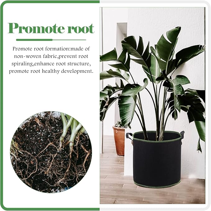 DOITOOL 5 Pack 4 Gallon Plant Grow Bags, Nonwoven Plant Fabric Pots with Handles, Vegetable/Flower/Plant Grow Bags for Nursery Garden Planting