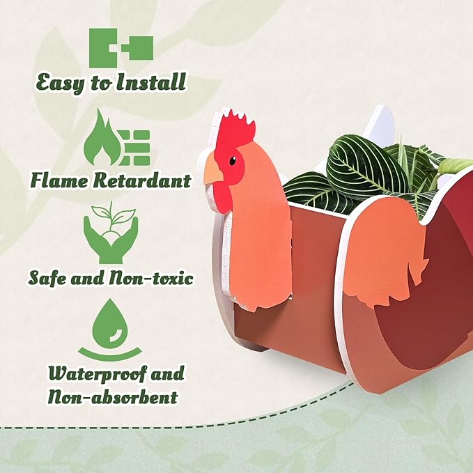 Hen Planter, Cute Animal Shape Flower Planters, Plant Pots for Indoor/Outdoor Garden Decor, Unique Gifts/Souvenirs for Pet Lovers (Hen 2D)