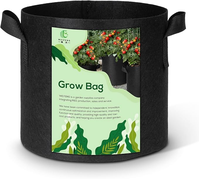 WEIFENG 1-Pack 100 Gallon Grow Bags Heavy Duty Potatoes Bag Black Plant Pots with Handles