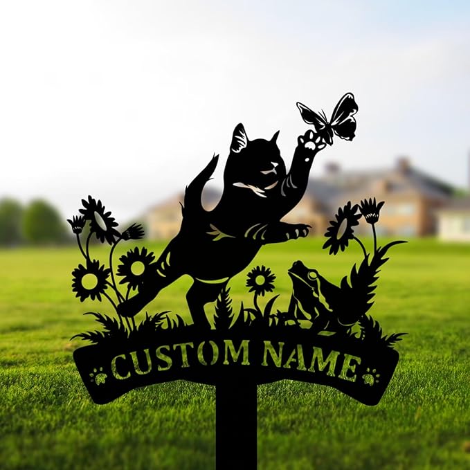 Custom Cat and Dog Garden Stake,Personalized Pet Stake Sign,Custom Cat Dog Stake Art Sign,Garden Stake Sign,8-24inches