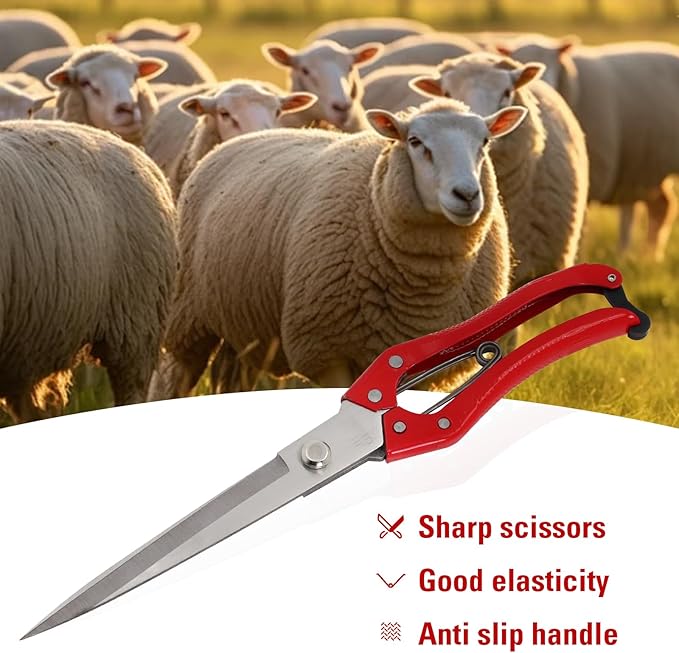 1PCS Multifunctional Stainless Steel Sheep Shears Hand Pruner, Powerful Spring Garden Shears，Wool Shears Manual Cow Wool Scissors Supplies Tool Pet