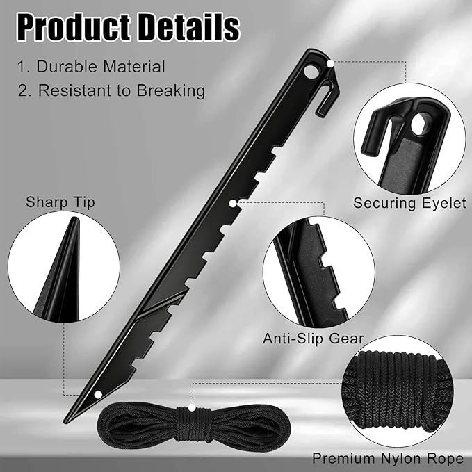 33Pcs Inflatable Stakes and Tether, Heavy Duty Plastic Tent Stakes with Hooks for Inflatables Spikes Replacement Halloween Christmas Holiday Inflatable Decoration Accessories for Garden Home Lawn