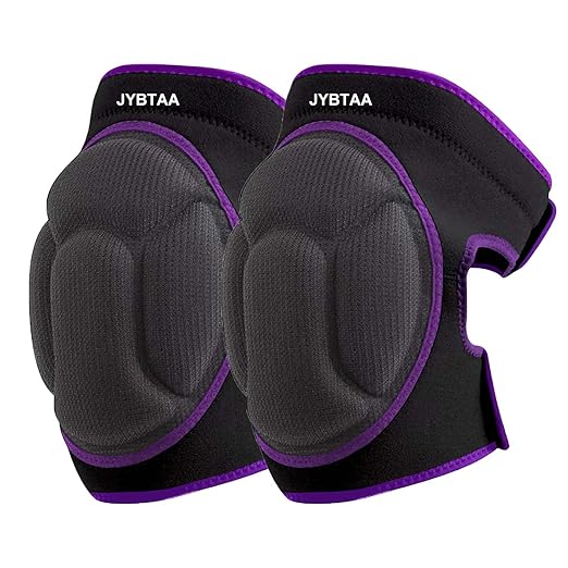 Women Knee Pads for Flooring Work, Garden Knee Pads for Construction Mechanics Men, Adjustable Lightweight Cleaning Knee Pad with Straps for Caving Crawling Kneeling Painting Adult,Purple Plus Size (1 Pair)
