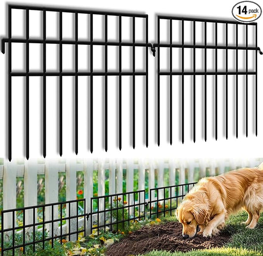 KYATE 14 Panels Dog Digging Fence Barrier, 19.83ft(L) X 13in(H) Animal Barrier Fences, No Dig Defense Rabbits Fencing for Garden Outdoor Yard Deck Bottom Blocke