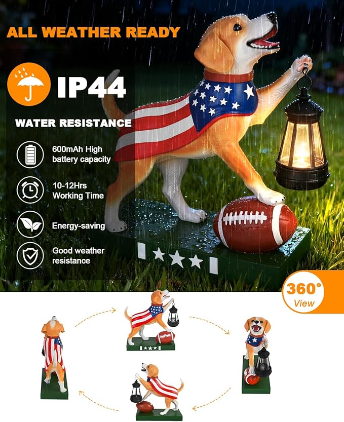 11.61 Inch Solar Dog Statues Outdoor Decor with Lantern - Unique Beagle Puppy Home Decor Figurine for Garden, Patio, Yard - Idea Gifts for Women Mom
