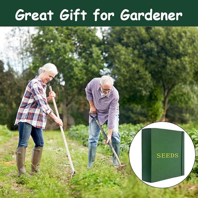 Extra Large Seed Storage Organizer Binder with 200 Clear Pockets(50 Pack Sheet Sleeves), 3 Ring Seed Packet Organizer, D-Ring Garden Seed Holder Book for Seed Envelopes, Plant Saver Flower Keeper