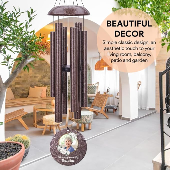 Personalized Sympathy Wind Chime, Memorial Wind Chimes in Memory of a Loved One Gift, Memorial Gifts Wind Chimes for Outside Patio Home or Garden Decor, Product in USA