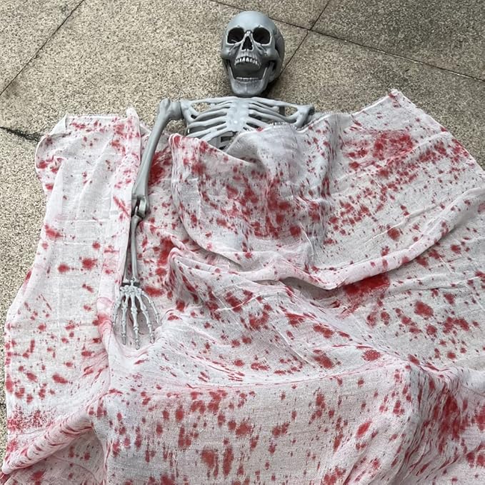 Wocst 5.4Ft/165cm Halloween Skeleton Full Body Life Size Human Bones with Movable Joints for Indoor Outdoor Halloween Props Decorations