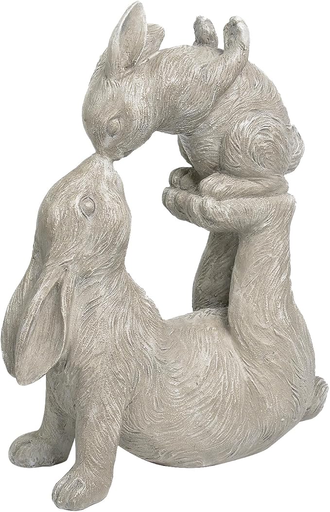Newman House Studio Garden Statues Kissing Bunny Sulpture - Garden Décor Rabbit Collectible Figurines Yard Decorations Outdoor 11.8" L x 4.8" W x 14.6" H