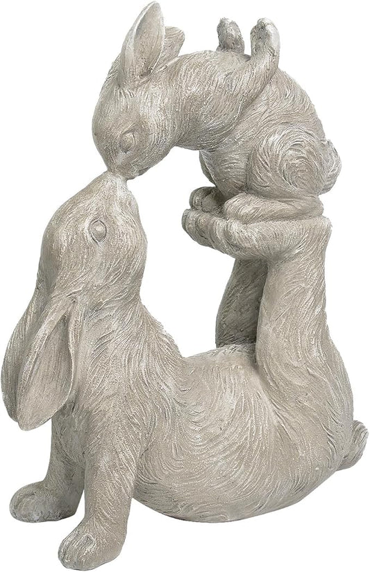 Newman House Studio Garden Statues Kissing Bunny Sulpture - Garden Décor Rabbit Collectible Figurines Yard Decorations Outdoor 11.8" L x 4.8" W x 14.6" H
