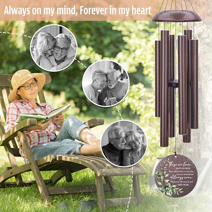 Sympathy Wind Chimes, Personalized Wind Chime for Loss of Loved Father/Mother/Lover, Commemorative Sympathy Bereavement Condolences Gifts for Funeral 36inch (Produced in USA)