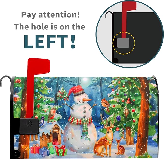 Christmas Magnetic Mailbox Covers Winter Mailbox Covers Magnetic Standard Size 21" X 25.5" Christmas Tree Snowman Mailbox Wraps Post Letter Box Cover Decor for Outside Garden Yard Home