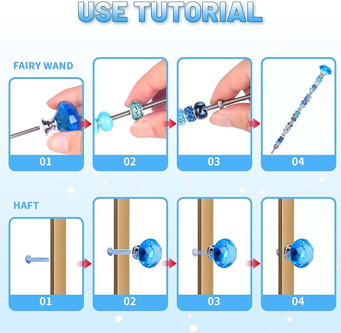 158 Pcs DIY Fairy Wand Garden Stakes Kit,Multiple Color Scheme European Beads Crystal Diamond Tops and 12 or 10 Inch Threaded Rods,Stainless Steel Stakes with Diamond Toppe(Rose Red)