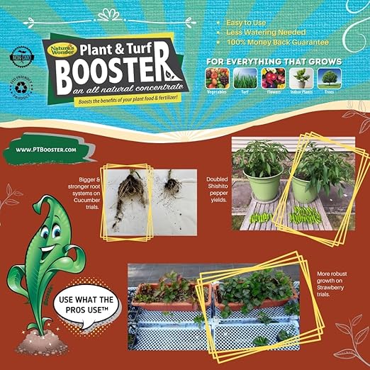Nature's Wonder Plant & Turf Booster, 30 oz | Organic Soil Conditioner & Root Booster for Plants - Concentrated Liquid Biostimulant with Fulvic Humic Acid for Plants, Potting Soil, Flowers & Lawns