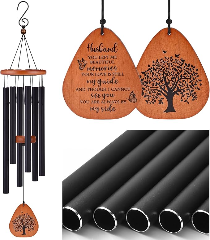 Memorial Wind Chimes for Loss of Husband, Sympathy Gifts for Grief/Bereavement, 32" Windchimes in Memory