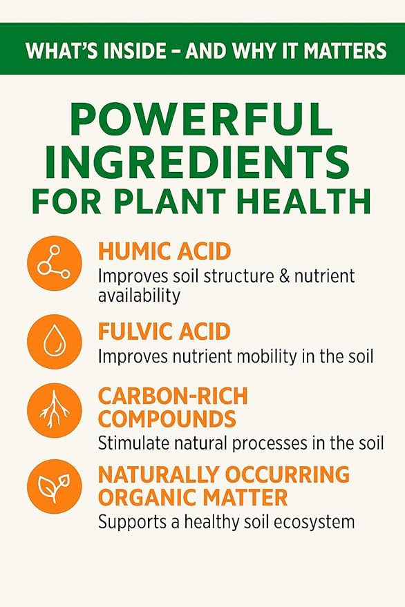 GS Plant Foods Humic Acid Soil Amendment – Leonardite-Derived Liquid Concentrate for Improved Soil Structure & Nutrient Availability – OMRI Listed for Organic Use – 1 Gallon