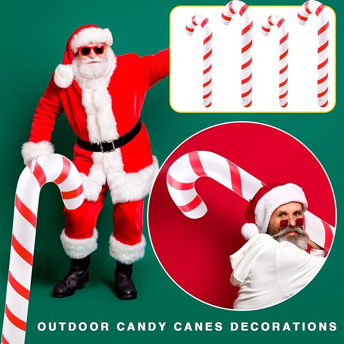 8 Pcs 47 Inch 35 Inch Christmas Inflatable Candy Canes Large Blow Up Candy Canes Balloons for Outdoor Christmas Holiday Party Decorations (Color Style 1)
