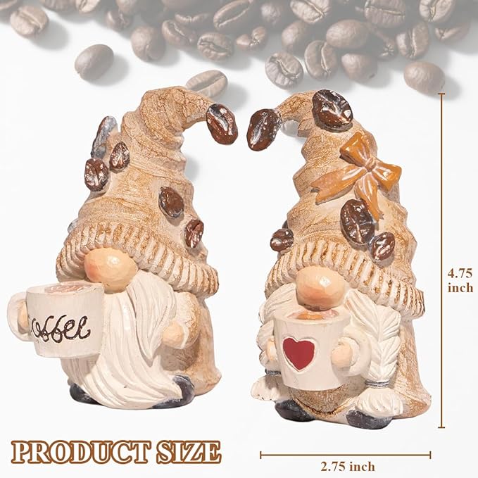 Hodao Coffee Gnomes Figurine, A Dreamy Decoration for Caffeine Lovers Exquisite Coffee Bean Hat & Warm Handcrafted Details Perfect for Bar, Home Decor, and Gift Choice