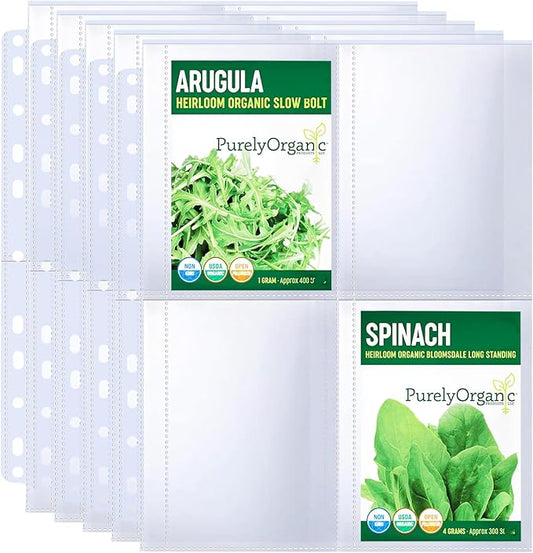 60 Pack 240 Pockets Seed Packet Sleeves, Garden Seed Storage Organizer Pages for 3 Ring Binder, Slot Size 3.5"x 5", Sleeves for Seed Protector Holder Container, Postcards Photos Cards