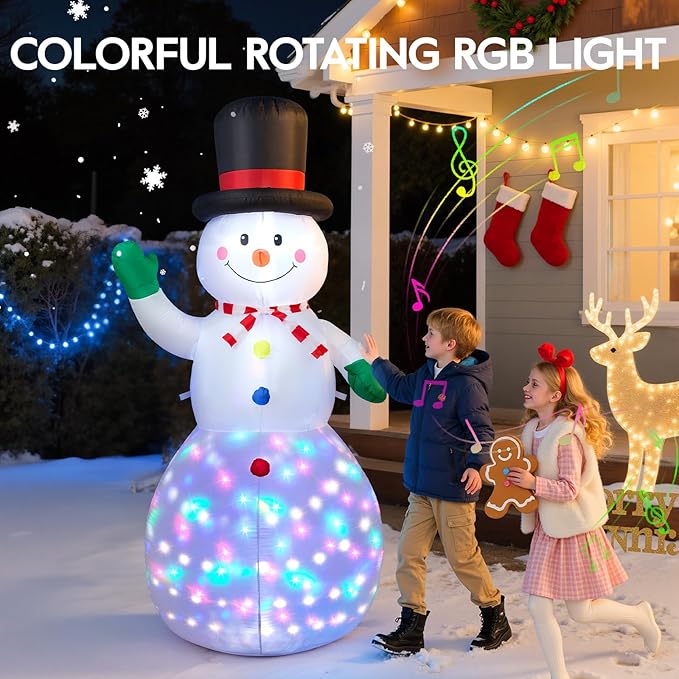 Christmas Inflatable Outdoor Decorations 6.5 FT, with Motion Sensor & 8 Music & RGB Light Large Blow Up Yard Decor, Christmas Party Outdoor, Yard, Garden, Lawn Winter Decorations Ornaments