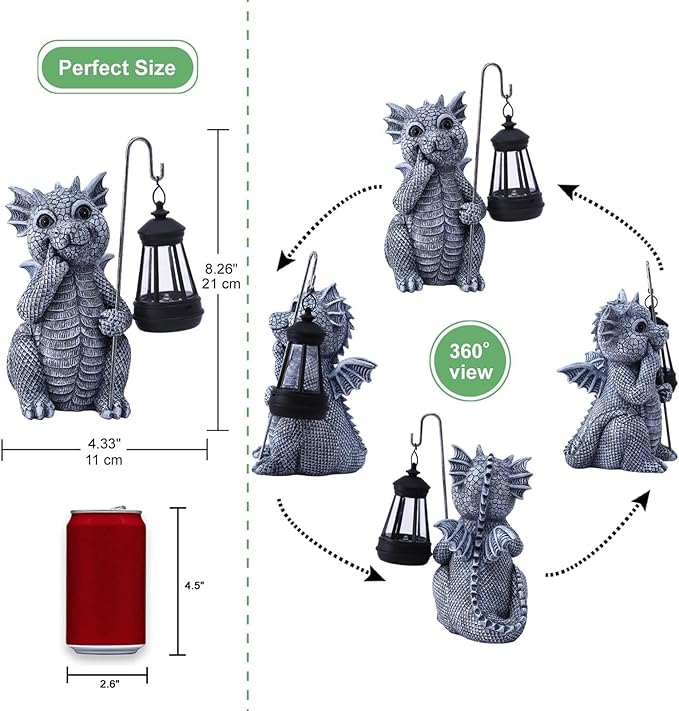 Qeeman Garden Decor Statues: Mothers Day Birthday Gifts for Mom Grandma Women Sister Wife Lady Lover - Front Patio Balcony Yard Art Lawn Ornaments Porch Outdoor Outside Decorations (Dragon)